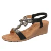 Wedge t-strap gladiator sandals with bling