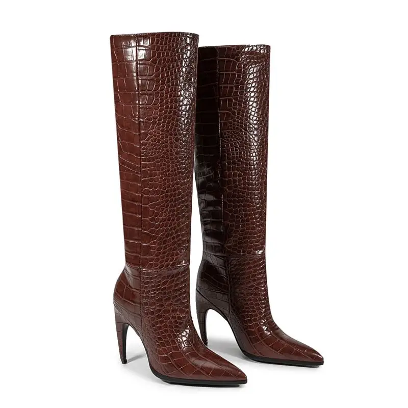 Knee high stiletto heels pointed toe boots - Image 4