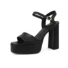 Genuine leather high platform sandals