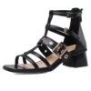 Genuine leather gladiator sandals with square heels