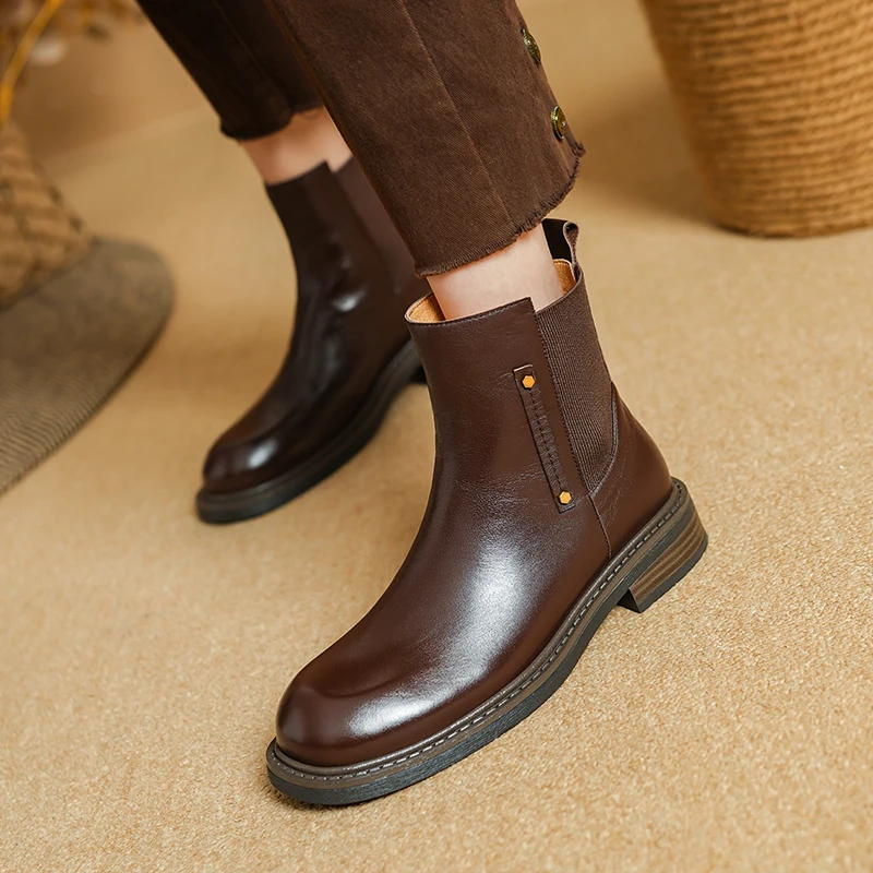Genuine leather high heel ankle western boots - Image 6