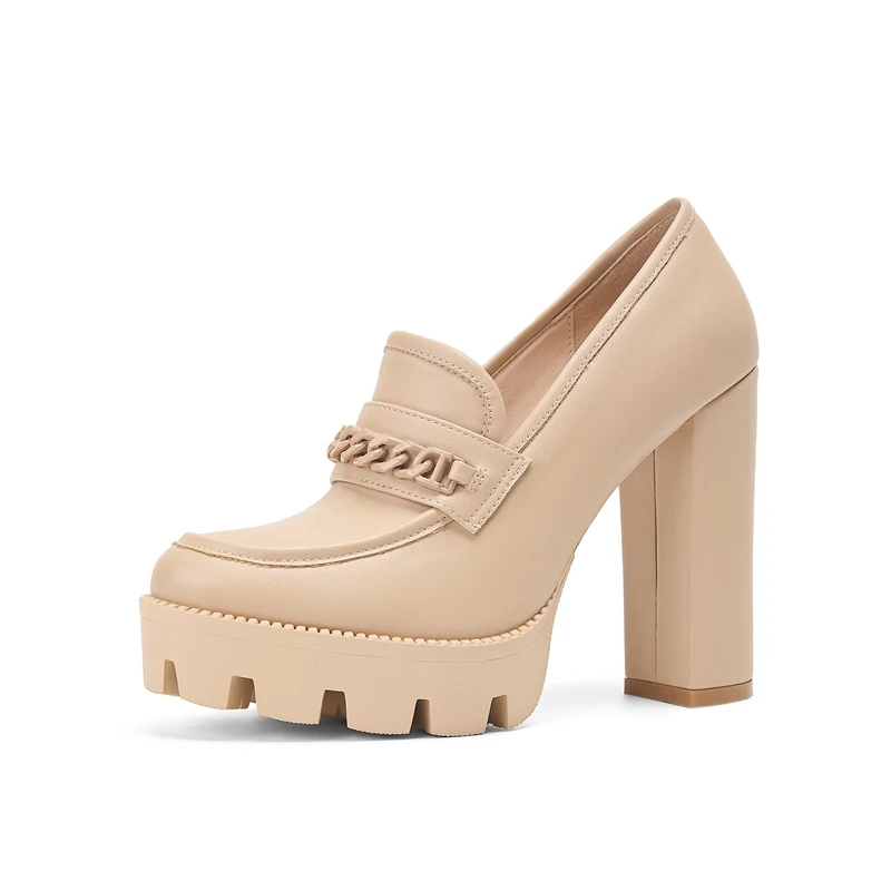 Waterproof platform high heel shoes with metal chain - Image 2