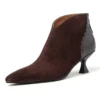 Cow suede pointed toe ankle boots with high heels