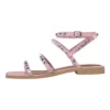 Pink square toe rivet flat sandals