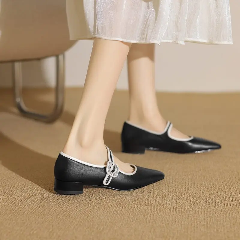 Genuine leather mary jane low heel pumps - Image 4