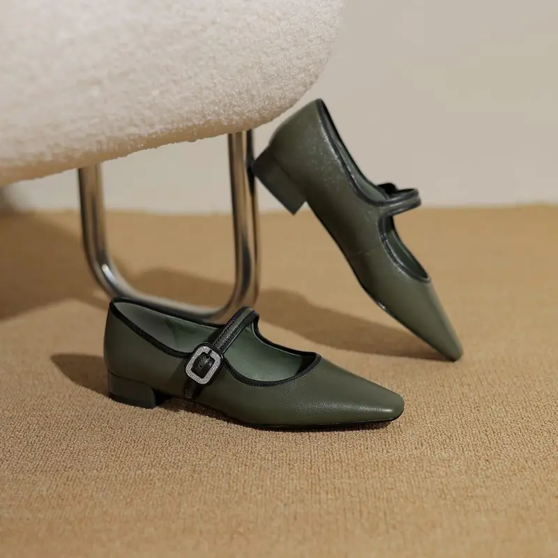 Genuine leather mary jane low heel pumps - Image 7