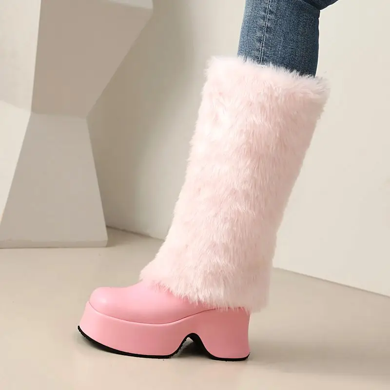 Fashion snow boots with chunky heels and square toe - Image 12