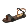 Genuine leather low heel summer sandals