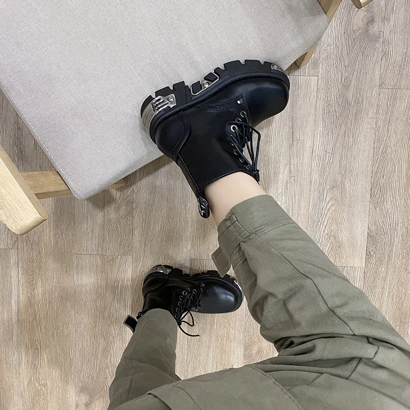 Punk lace up platform ankle boots - Image 4