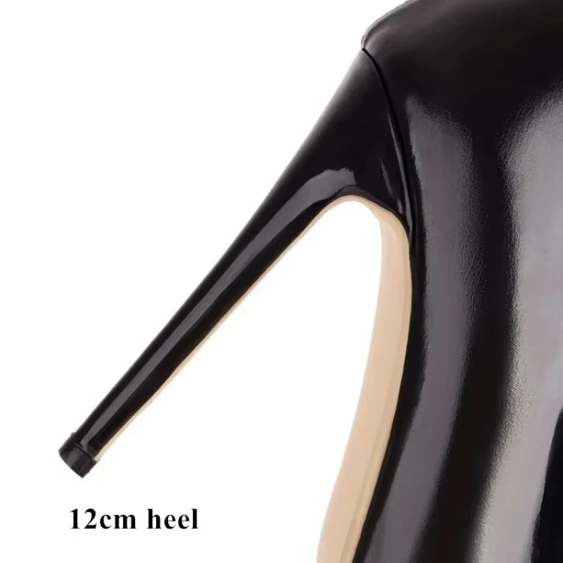 Sexy stiletto patent leather stretch boots - Image 8