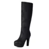 Knee high sexy block heel boots with platform and zipper