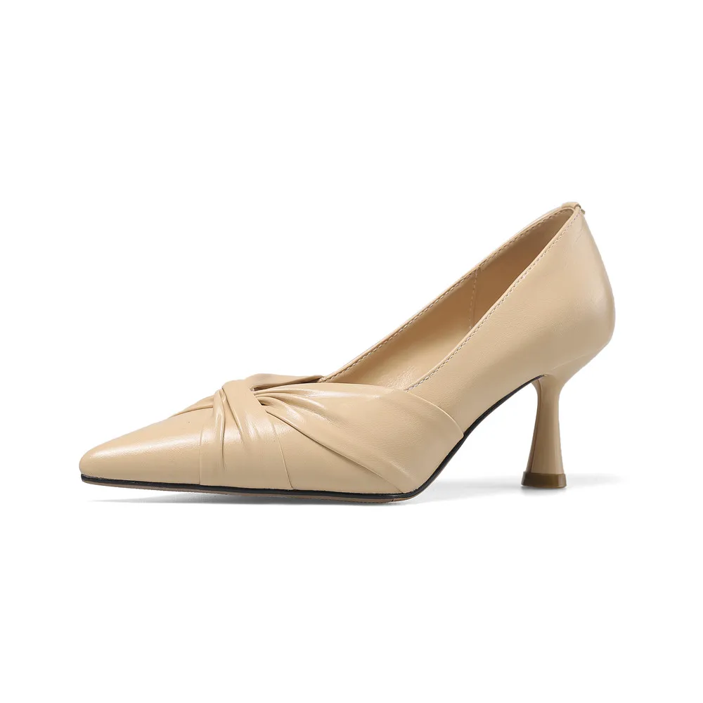 Genuine leather pointed toe office pumps - Image 7
