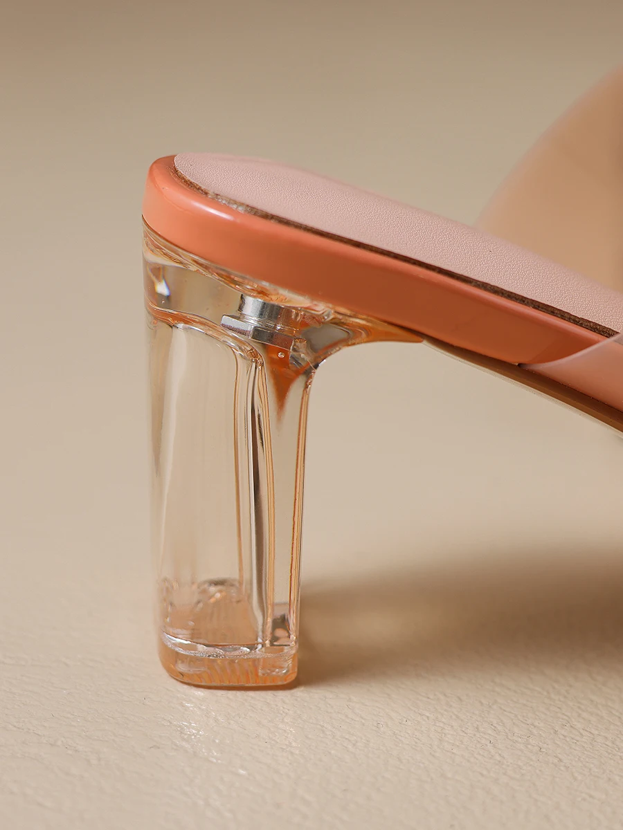 Transparent orange chunky heel sandals - Image 4
