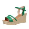 Green wedge sandals open toe platform shoes