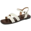 White three-strap sandals