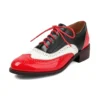 Bicolor red and black leather derby shoes