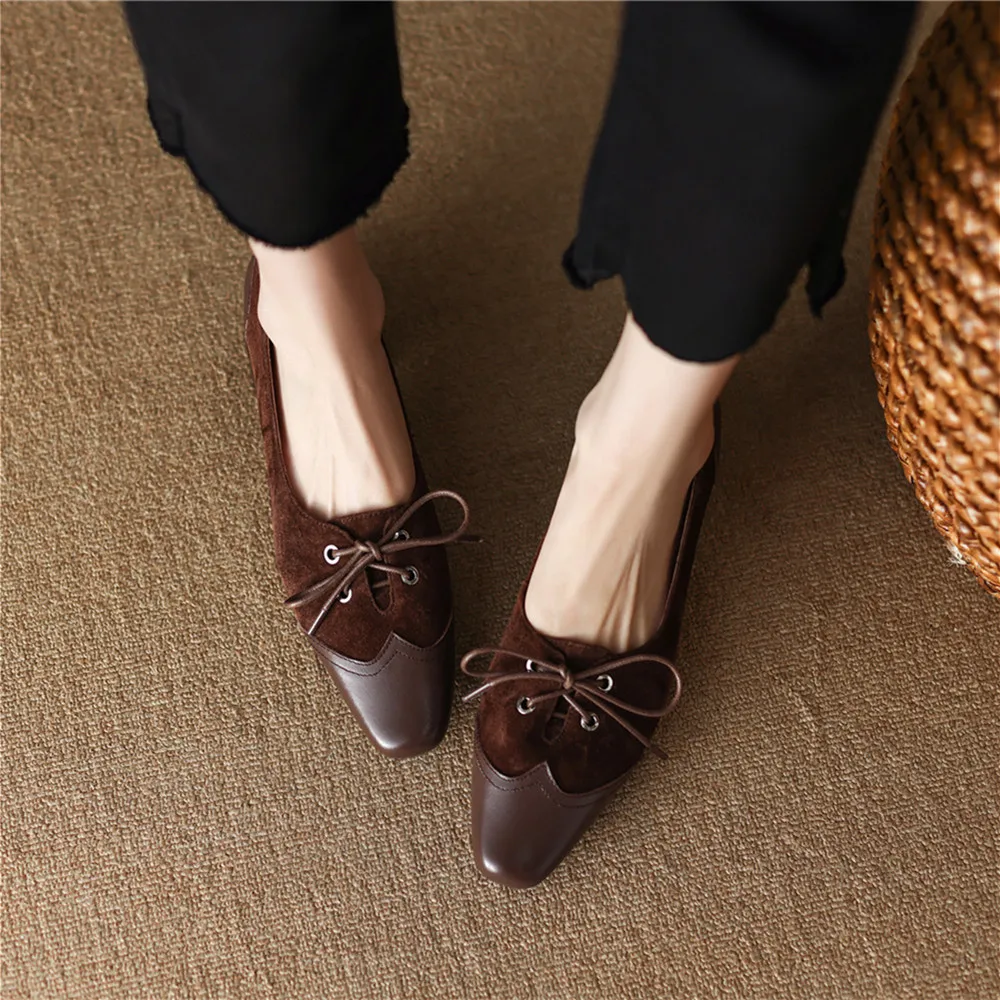 Genuine leather thick heel office pumps - Image 3