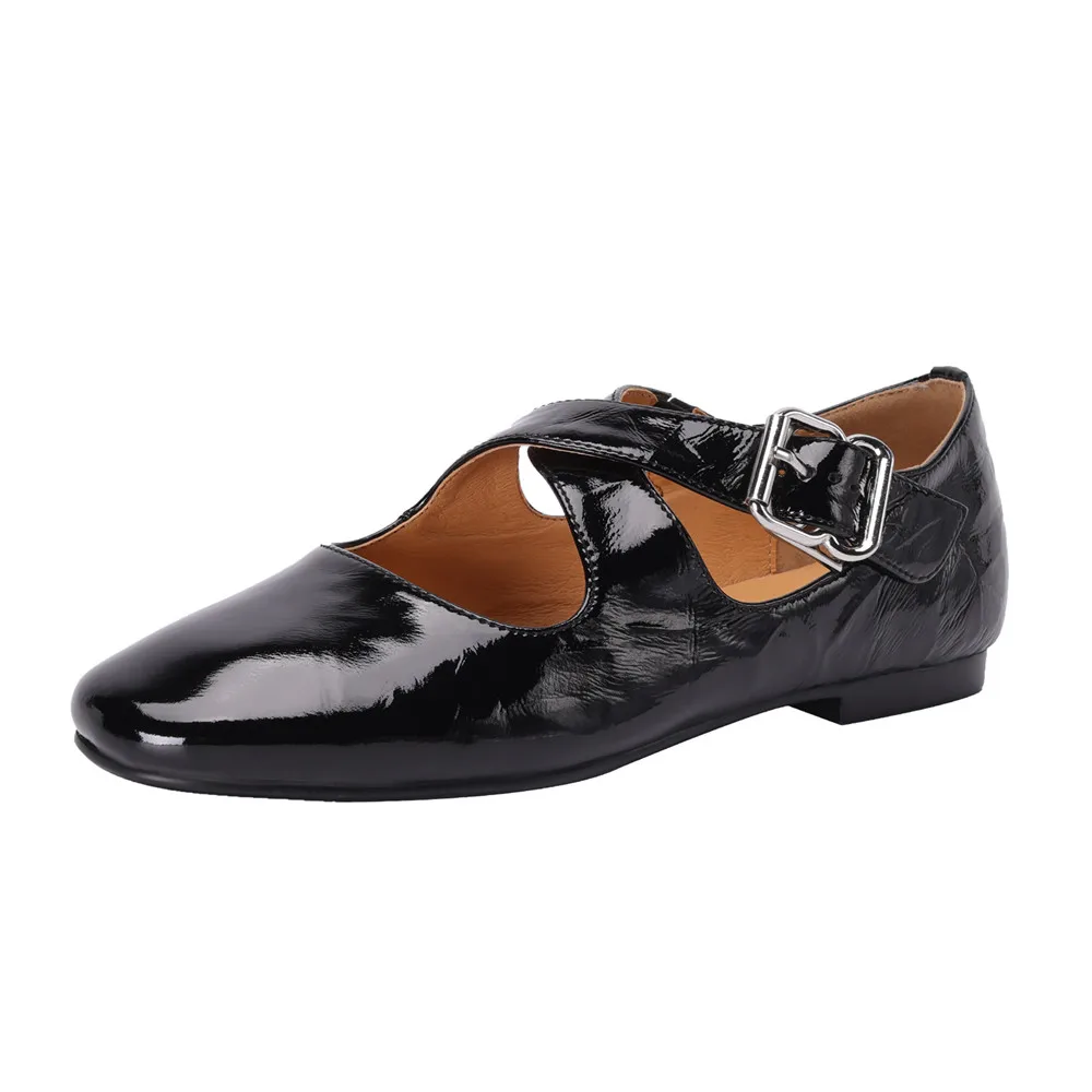 Genuine leather low heel round toe pumps for women - Image 5