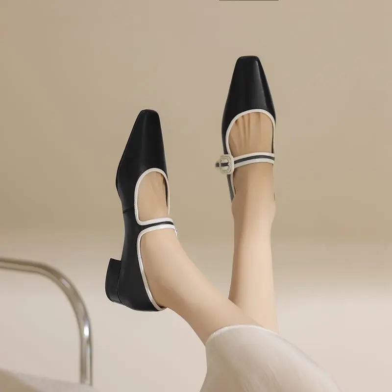 Genuine leather mary jane low heel pumps - Image 3