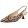 Leopard print suede slingback high heel sandals