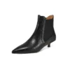 Genuine leather pointed toe low heel boots