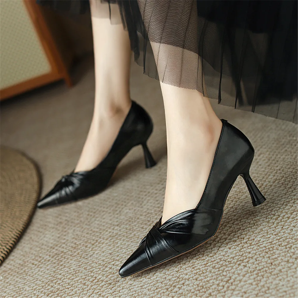 Genuine leather pointed toe office pumps - Image 10