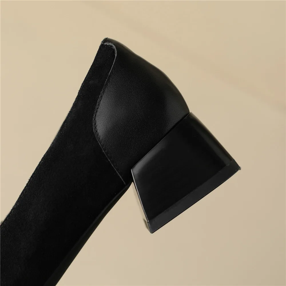 Genuine leather thick heel office pumps - Image 8