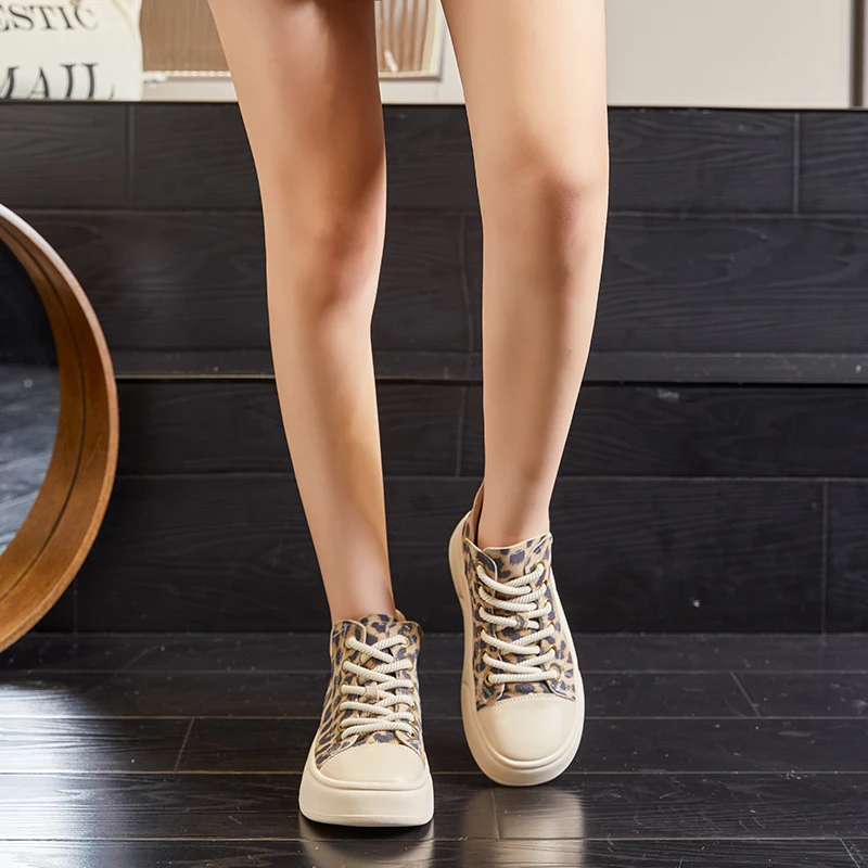 Genuine leather platform ankle boots casual retro sneakers - Image 15