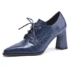 Genuine leather lace-up pointed toe high heels