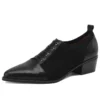 Pointed toe slip on pumps with square med heels in sheepskin leather