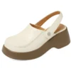 White platform clogs