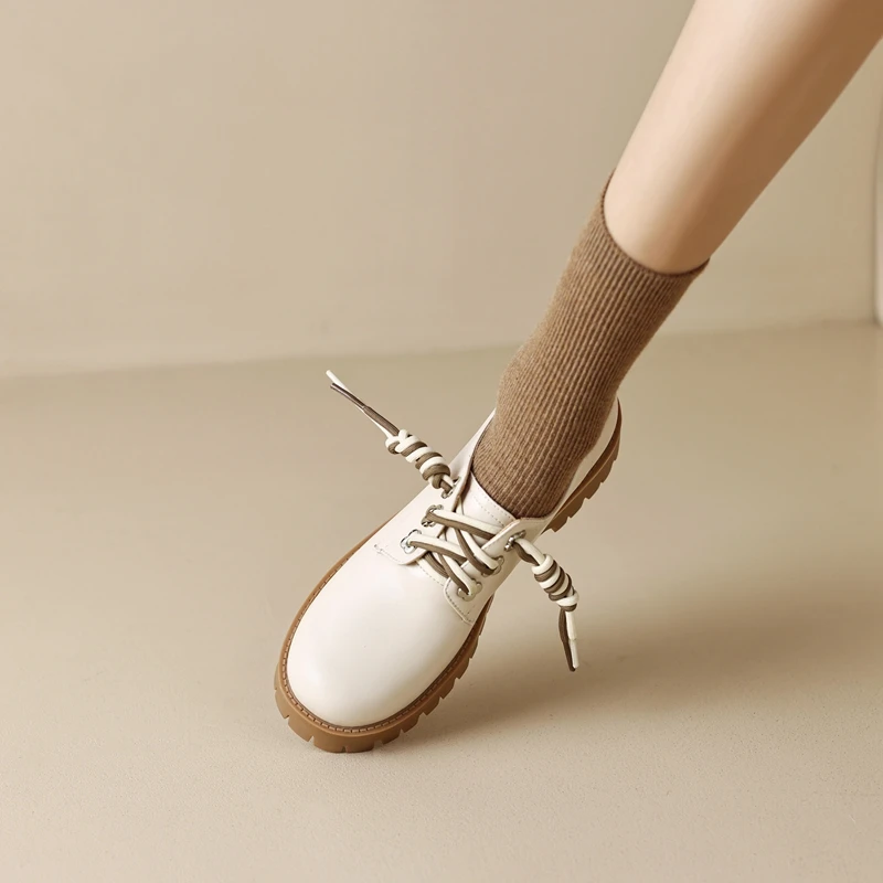 Round toe thick sole lace-up oxford casual shoes - Image 8
