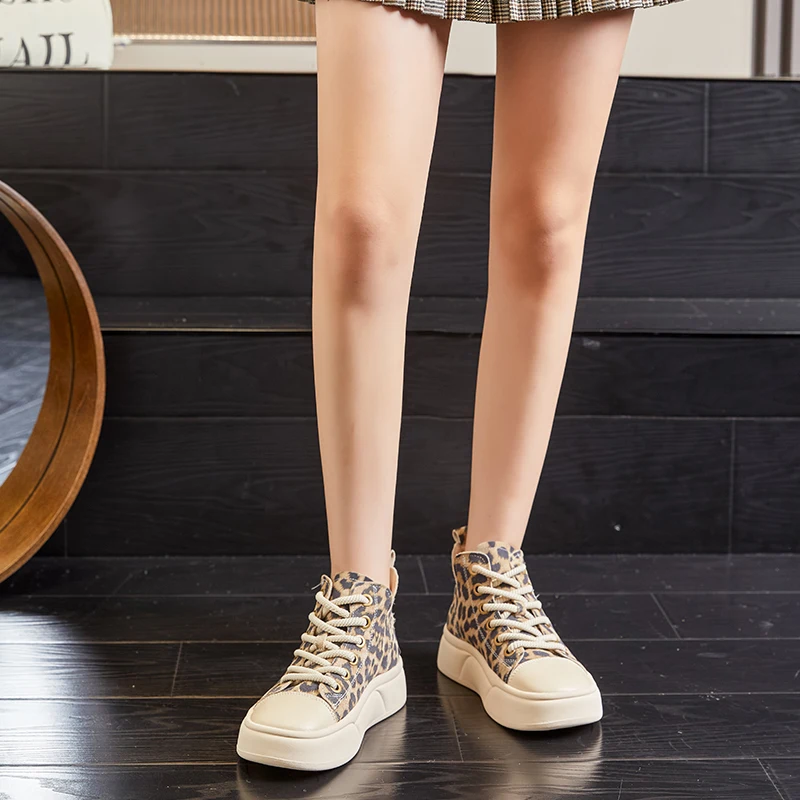 Genuine leather platform ankle boots casual retro sneakers - Image 14