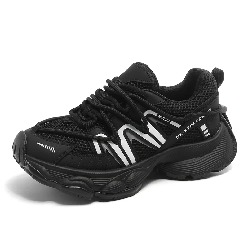 Casual lace up platform sneakers with patchwork design - Image 5