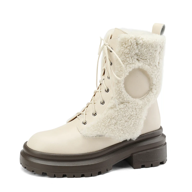 Real leather chunky ankle boots with plush lining - Image 8