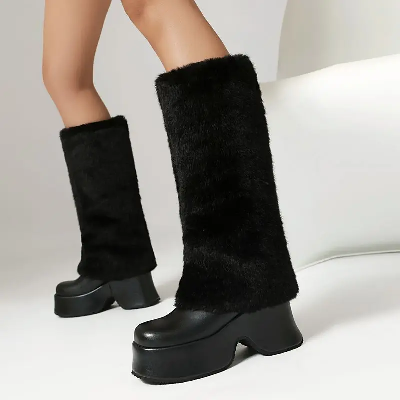 Fashion snow boots with chunky heels and square toe - Image 13
