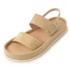 Suede leather summer sandals with comfortable flats