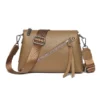 Genuine leather three-layer crossbody bag
