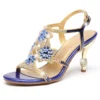Rhinestone open toe sandals with high heels