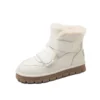Real leather winter snow boots with warm fur and hook & loop ankle closure