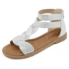Lightweight flat roman sandals with back zipper