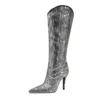 Rhinestone high heel long boots