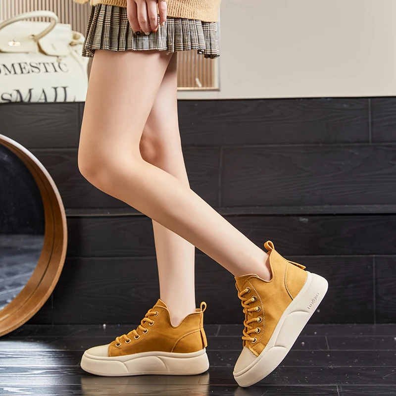 Genuine leather platform ankle boots casual retro sneakers - Image 21