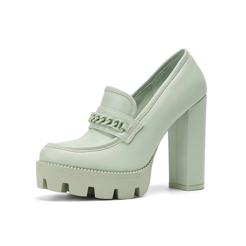 Waterproof platform high heel shoes with metal chain - Image 4