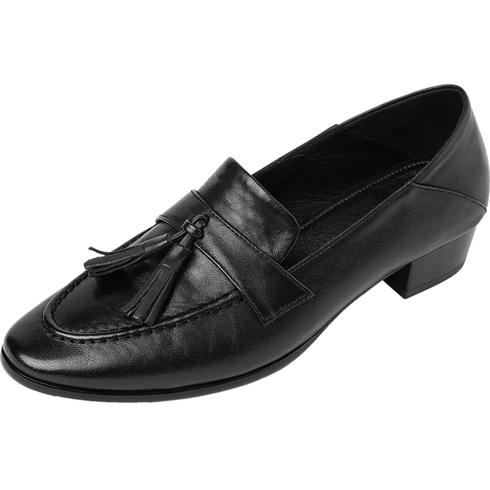 Genuine leather high heeled loafers - Image 8