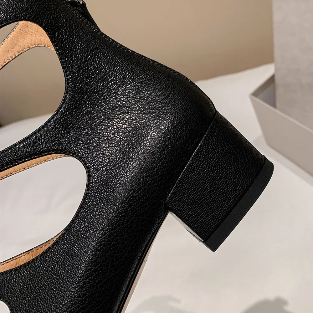 Genuine leather buckle pumps with back zipper - Image 6