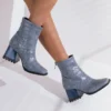 Plus size ankle boots with back zip and thick heel
