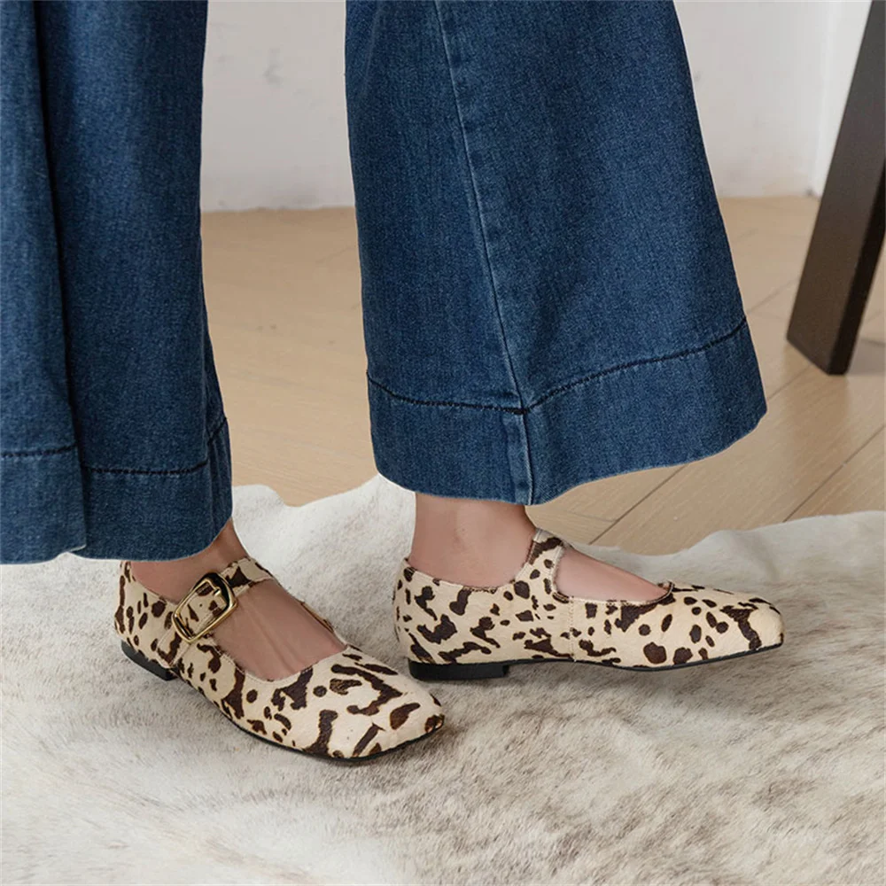 Horsehair mary janes square toe flats - Image 3