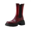 Waterproof round head platform short western boots
