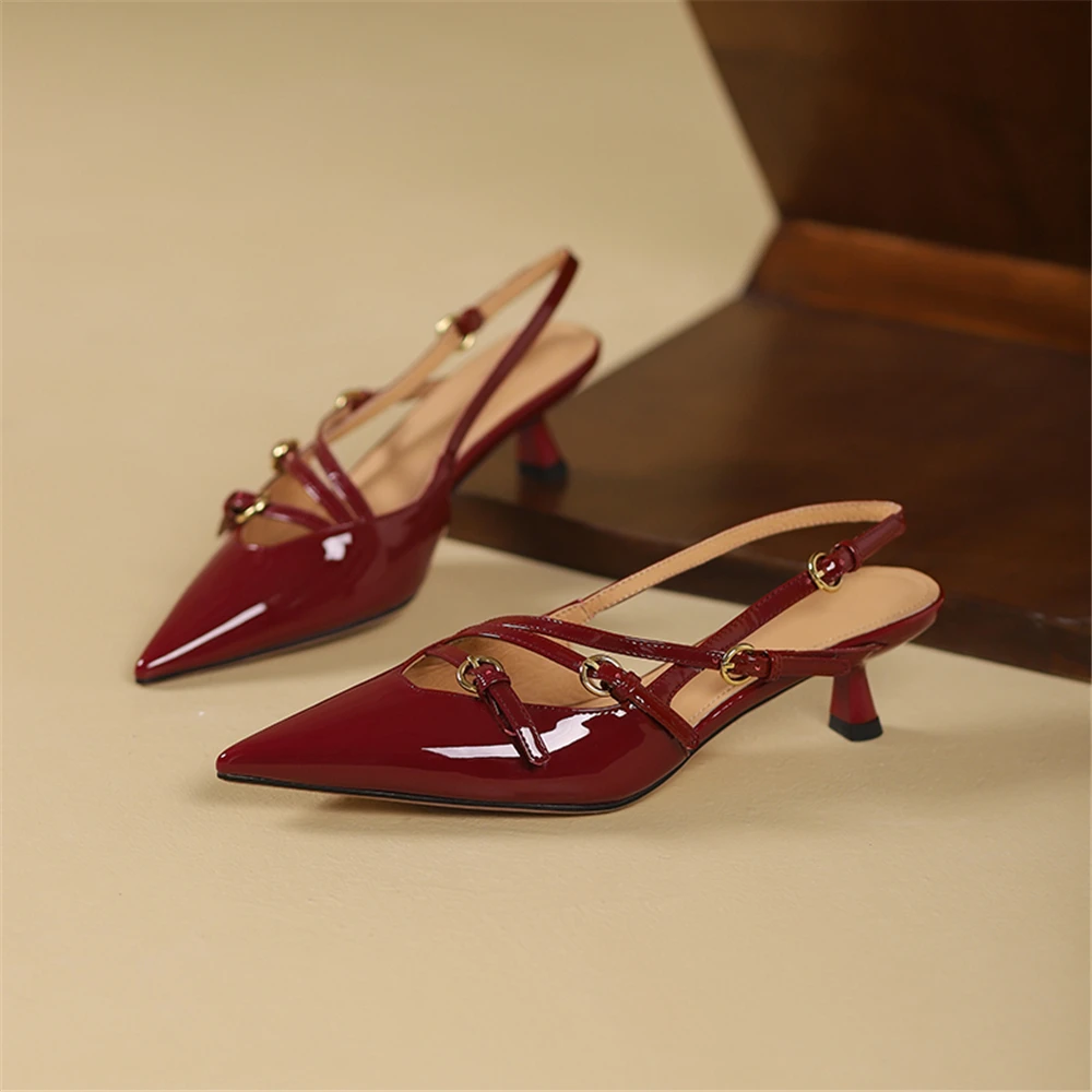 Leather high heel sandals for party and summer - Image 8